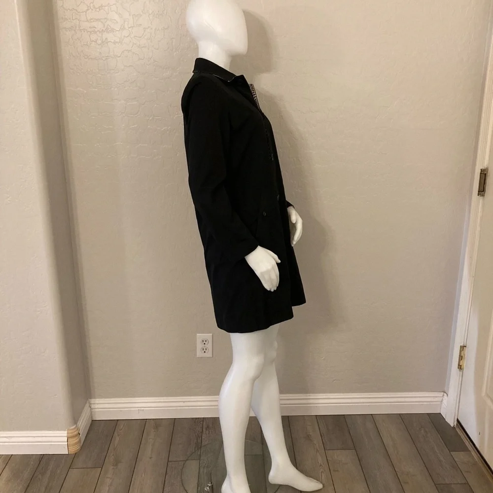Ralph Lauren Black/White Reversible Button Down Wool Blend Pea Coat Petite Small